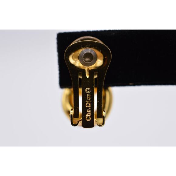 Christian Dior Vintage Crystal Clip On Earrings Linked Gold Signed 1980s BinH - Picture 8 of 12